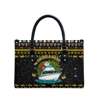 Santa On A Boat Christmas Leather Bag Xmas Holiday Patterns - Wonder Print Shop