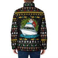 Santa On A Boat Christmas Padded Jacket Xmas Holiday Patterns - Wonder Print Shop