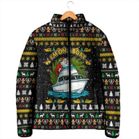 Santa On A Boat Christmas Padded Jacket Xmas Holiday Patterns - Wonder Print Shop