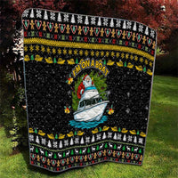 Santa On A Boat Christmas Quilt Xmas Holiday Patterns - Wonder Print Shop