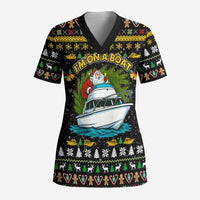 Santa On A Boat Christmas Scrub Top Xmas Holiday Patterns - Wonder Print Shop