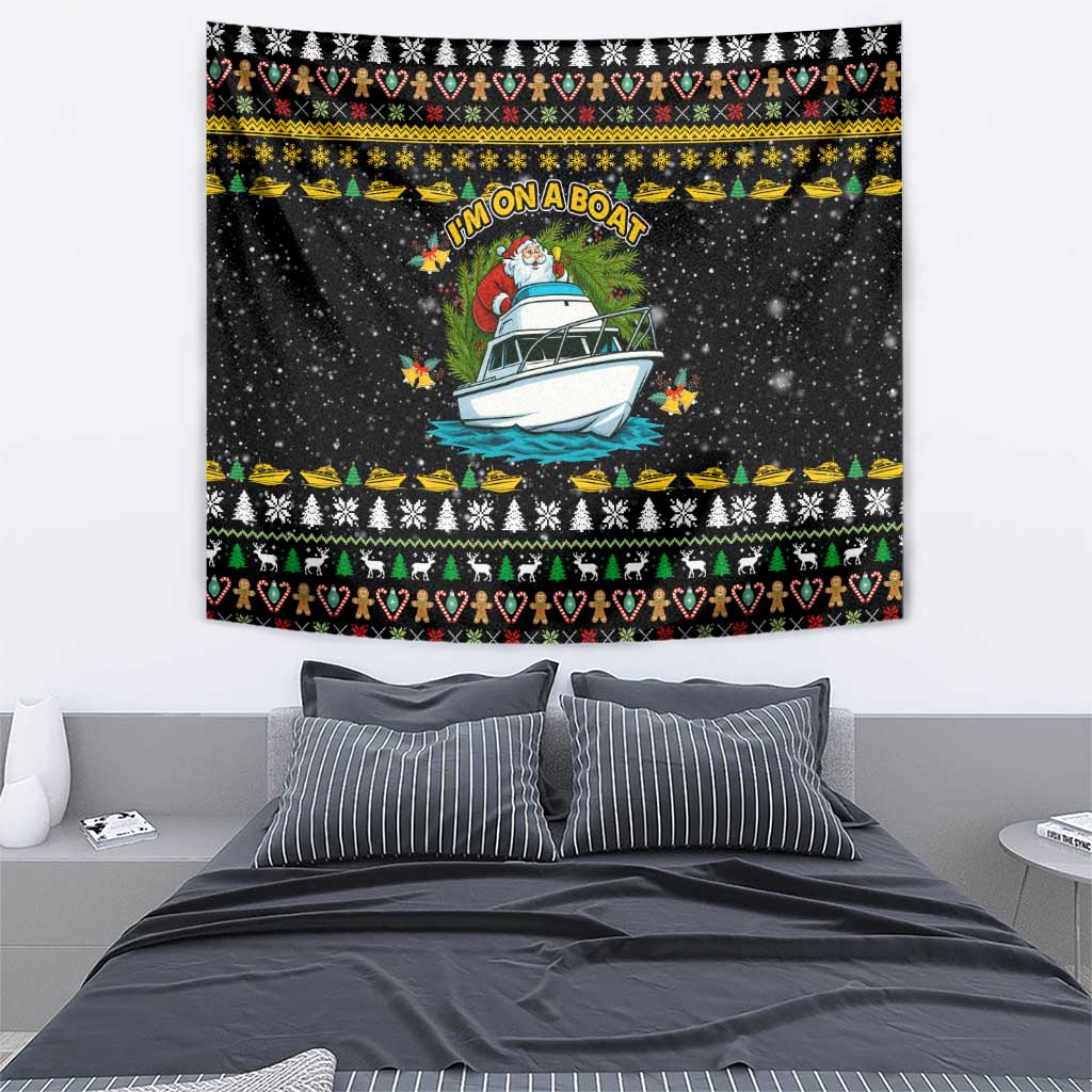 Santa On A Boat Christmas Tapestry Xmas Holiday Patterns - Wonder Print Shop