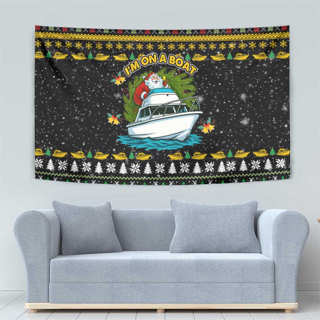 Santa On A Boat Christmas Tapestry Xmas Holiday Patterns - Wonder Print Shop