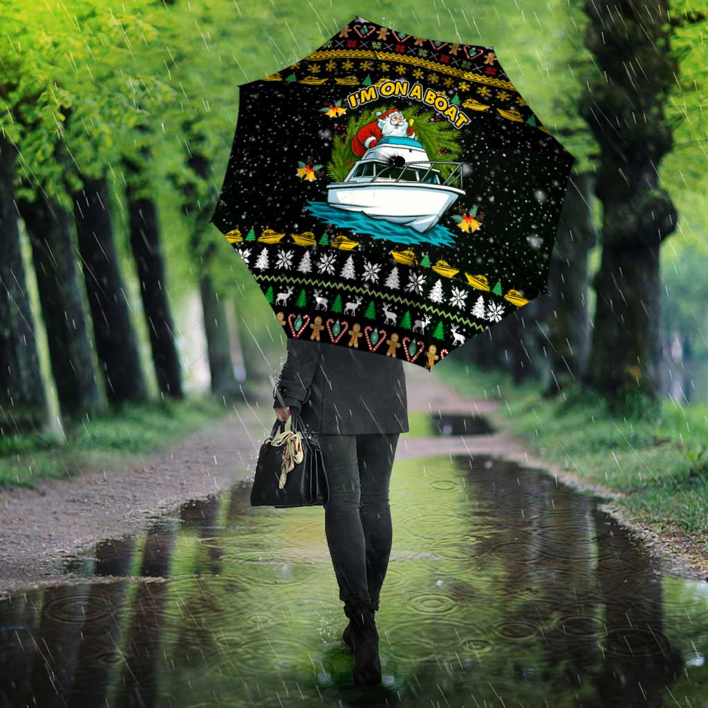 Santa On A Boat Christmas Umbrella Xmas Holiday Patterns - Wonder Print Shop