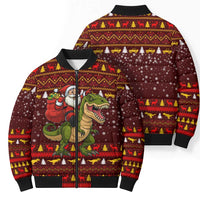 Santassic Park Santa Claus Christmas Bomber Puffer Jacket Xmas Holiday Patterns - Wonder Print Shop