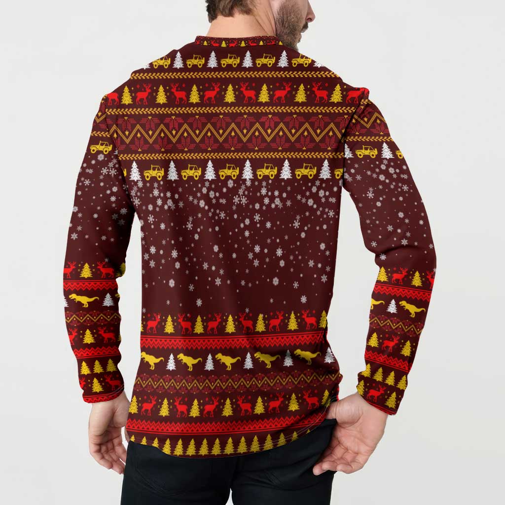 Santassic Park Santa Claus Christmas Button Sweatshirt Xmas Holiday Patterns - Wonder Print Shop