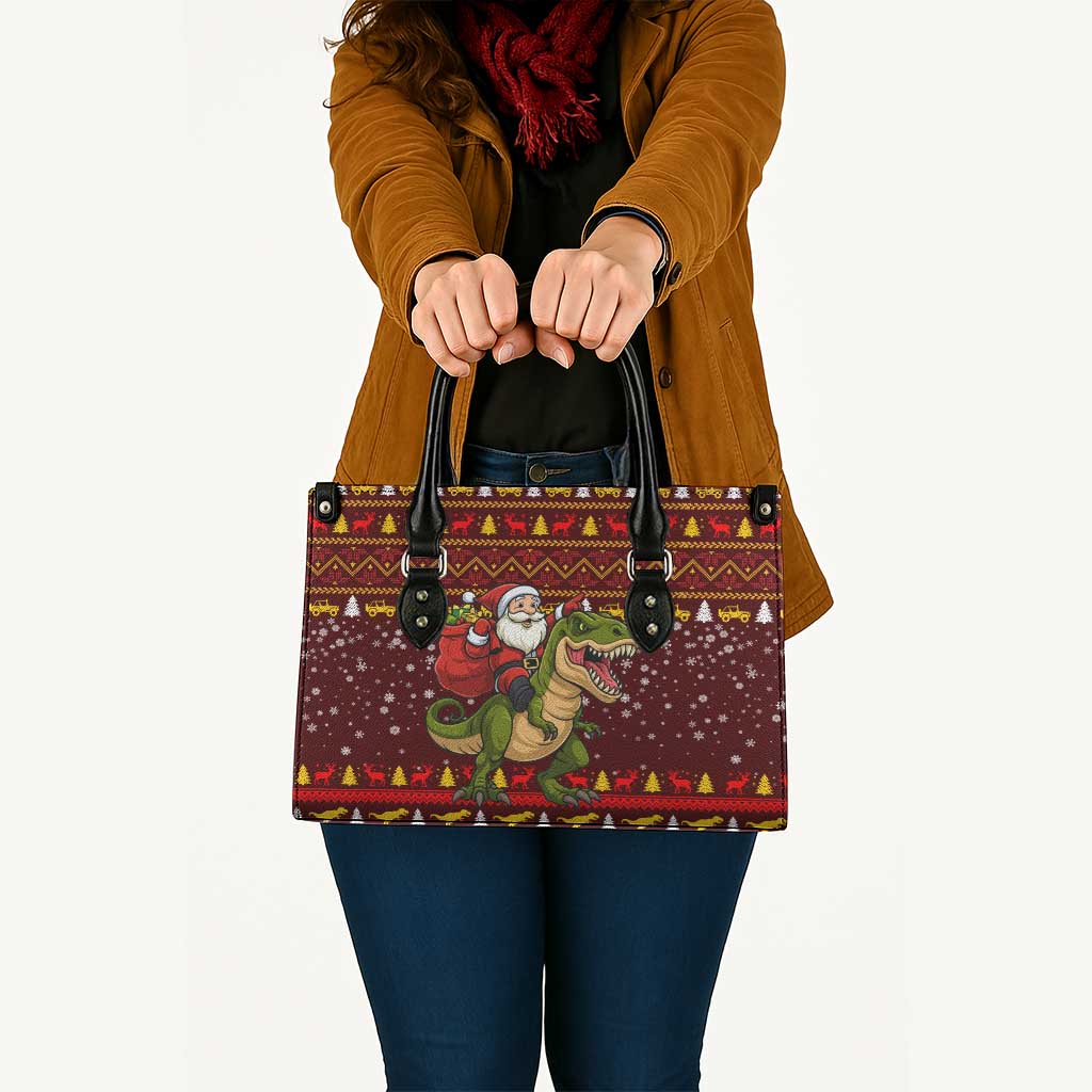 Santassic Park Santa Claus Christmas Leather Bag Xmas Holiday Patterns - Wonder Print Shop