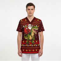 Santassic Park Santa Claus Christmas Scrub Top Xmas Holiday Patterns - Wonder Print Shop