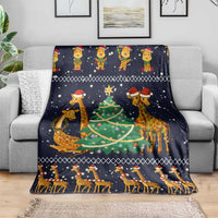 Love Giraffe Christmas Blanket Xmas Holiday Patterns - Wonder Print Shop