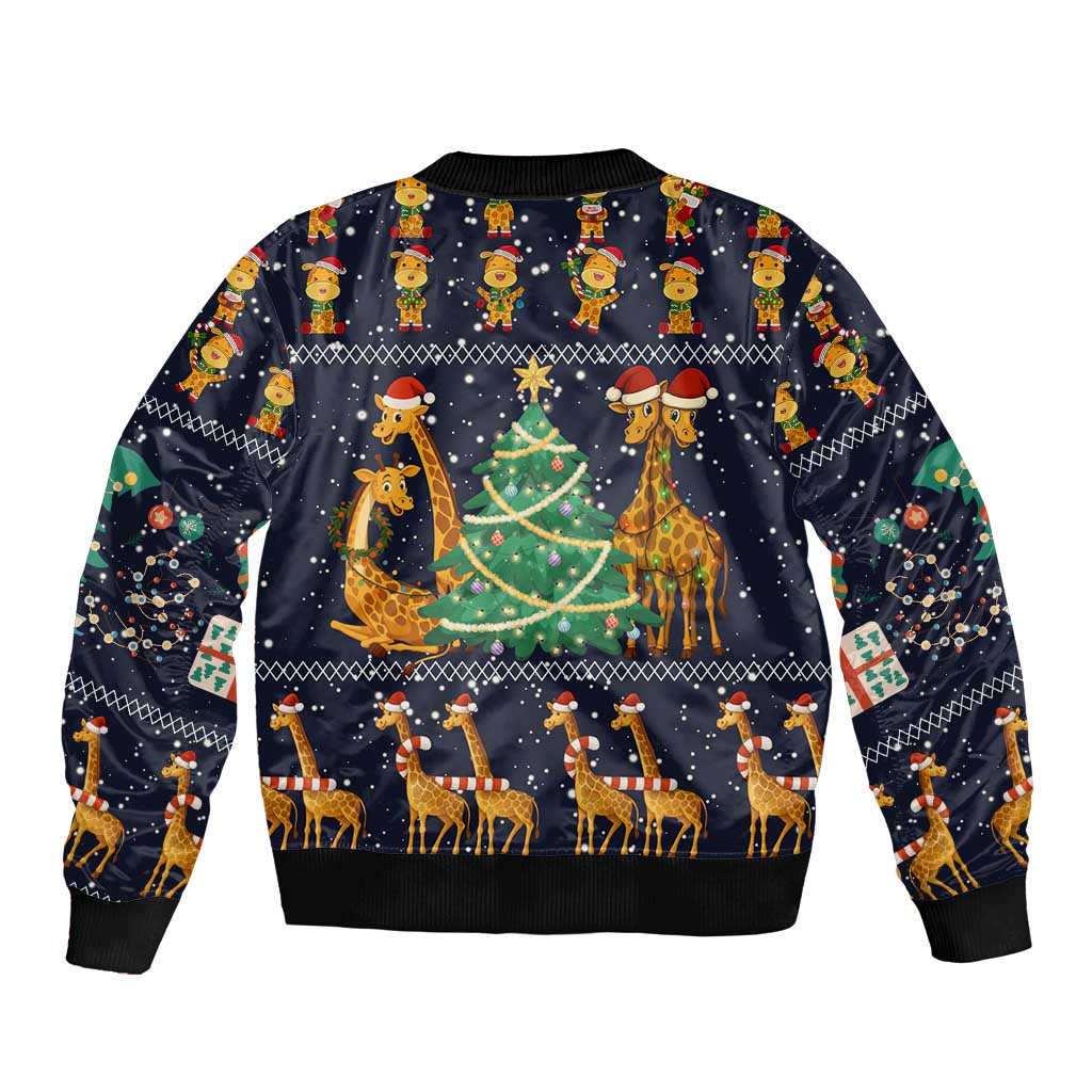 Love Giraffe Christmas Bomber Jacket Xmas Holiday Patterns - Wonder Print Shop