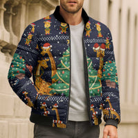 Love Giraffe Christmas Bomber Puffer Jacket Xmas Holiday Patterns - Wonder Print Shop