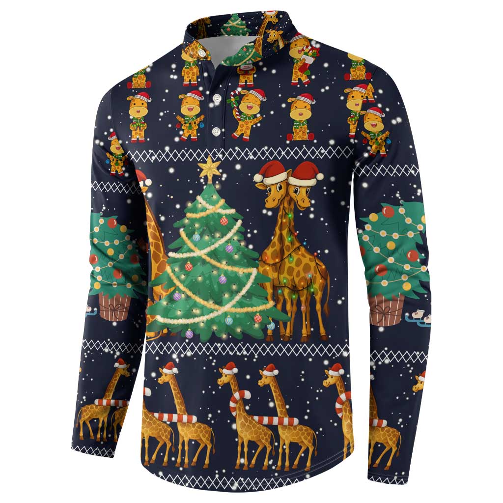 Love Giraffe Christmas Button Sweatshirt Xmas Holiday Patterns - Wonder Print Shop