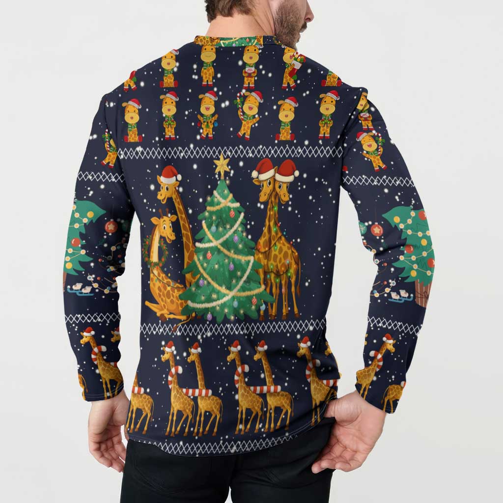 Love Giraffe Christmas Button Sweatshirt Xmas Holiday Patterns - Wonder Print Shop
