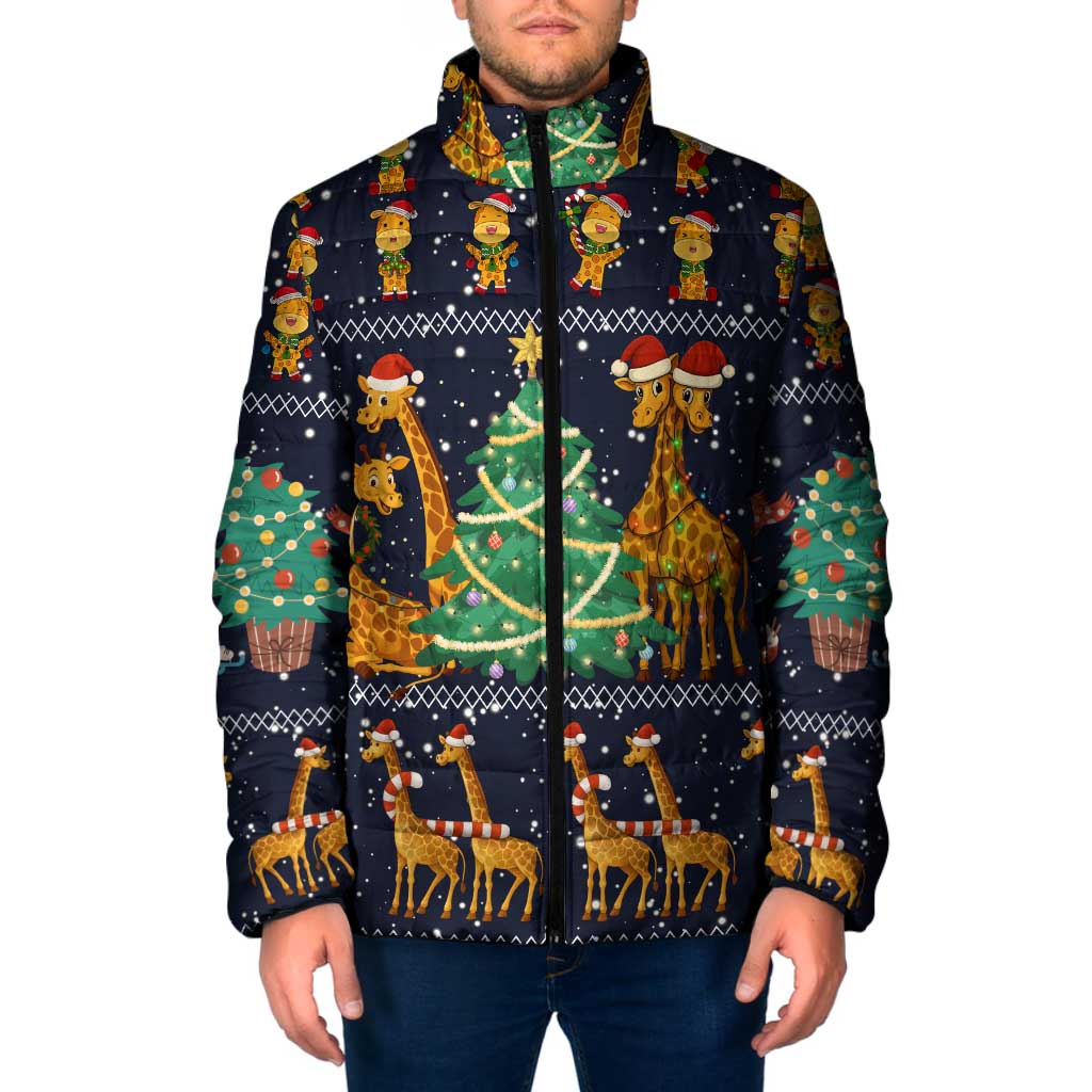 Love Giraffe Christmas Padded Jacket Xmas Holiday Patterns - Wonder Print Shop