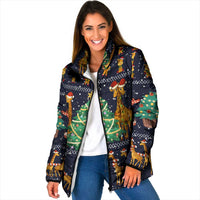 Love Giraffe Christmas Padded Jacket Xmas Holiday Patterns - Wonder Print Shop