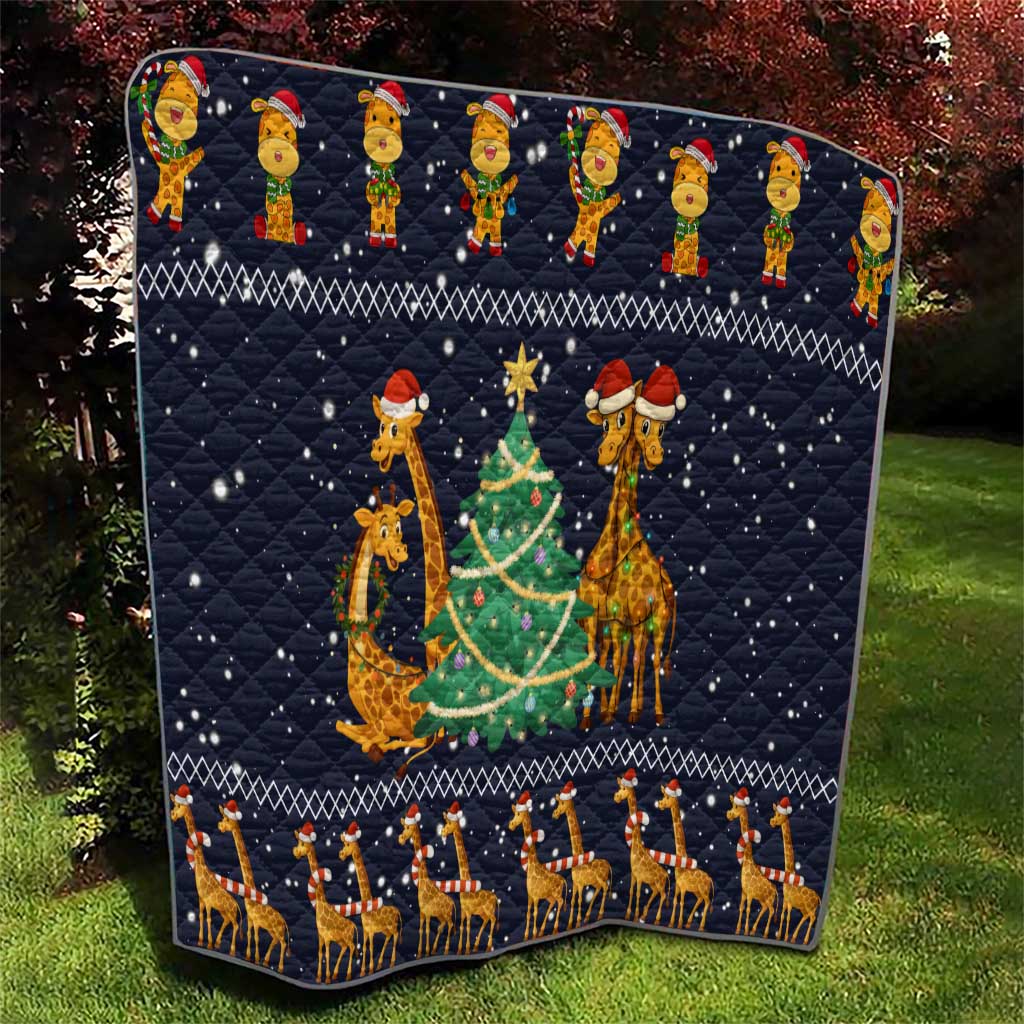 Love Giraffe Christmas Quilt Xmas Holiday Patterns - Wonder Print Shop