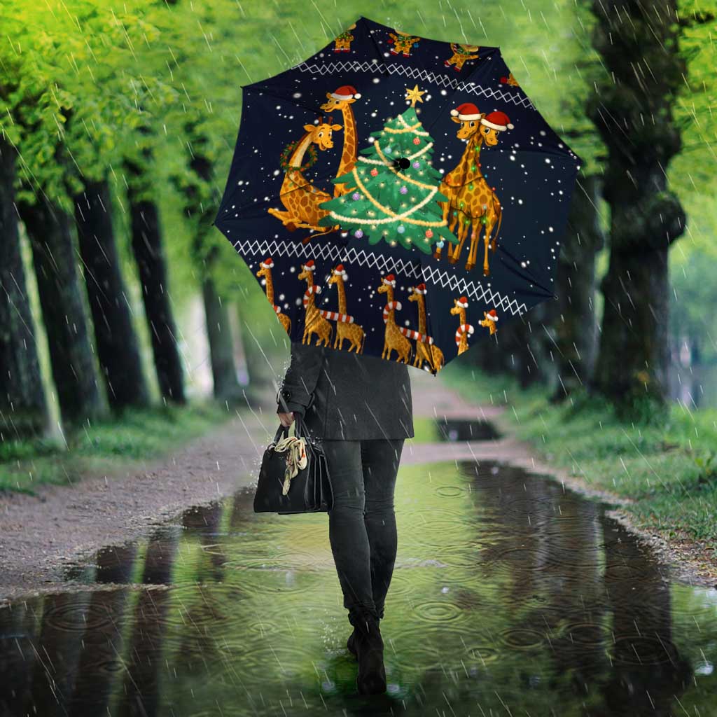 Love Giraffe Christmas Umbrella Xmas Holiday Patterns - Wonder Print Shop