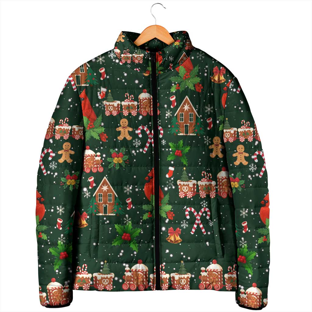 Love Cardinal Xmas Christmas Padded Jacket Xmas Holiday Patterns - Wonder Print Shop