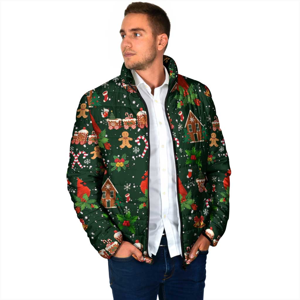 Love Cardinal Xmas Christmas Padded Jacket Xmas Holiday Patterns - Wonder Print Shop