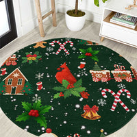Love Cardinal Xmas Christmas Round Carpet Xmas Holiday Patterns - Wonder Print Shop