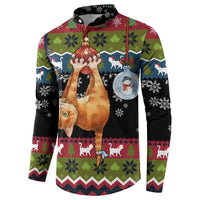 Cat Hanging on Xmas Tree Christmas Button Sweatshirt Xmas Holiday Patterns - Wonder Print Shop