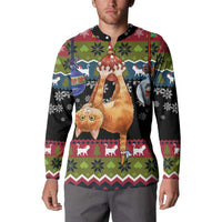 Cat Hanging on Xmas Tree Christmas Button Sweatshirt Xmas Holiday Patterns - Wonder Print Shop