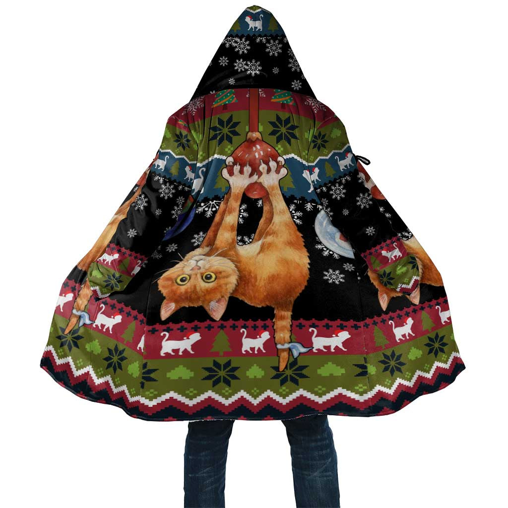 Cat Hanging on Xmas Tree Christmas Cloak Xmas Holiday Patterns - Wonder Print Shop