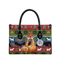 Cat Hanging on Xmas Tree Christmas Leather Bag Xmas Holiday Patterns - Wonder Print Shop
