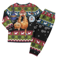 Cat Hanging on Xmas Tree Christmas Pajama Set Xmas Holiday Patterns - Wonder Print Shop