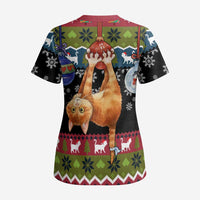 Cat Hanging on Xmas Tree Christmas Scrub Top Xmas Holiday Patterns - Wonder Print Shop