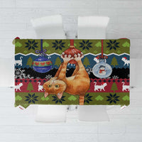 Cat Hanging on Xmas Tree Christmas Tablecloth Xmas Holiday Patterns - Wonder Print Shop