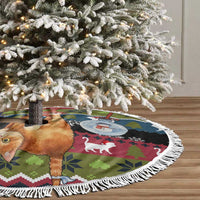 Cat Hanging on Xmas Tree Christmas Tree Skirt Xmas Holiday Patterns - Wonder Print Shop