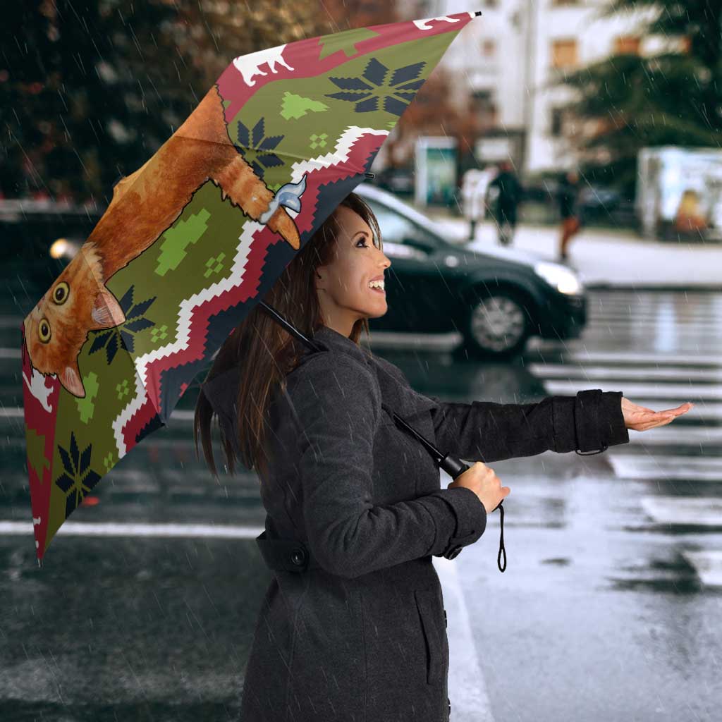Cat Hanging on Xmas Tree Christmas Umbrella Xmas Holiday Patterns - Wonder Print Shop