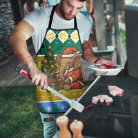 Gabon Christmas Apron with Pixel Art Elephant Santa Christmas Tree and Flag Colors Pattern - Wonder Print Shop