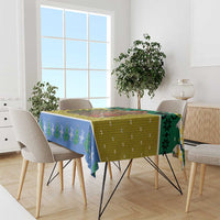 Gabon Christmas Tablecloth with Pixel Art Elephant Santa Christmas Tree and Flag Colors Pattern - Wonder Print Shop