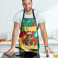 Guinea Christmas Apron with Santa Chimpanzee Heart Hands and Green Red Snowflake Pattern - Wonder Print Shop