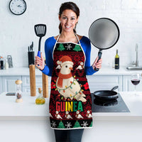 Guinea Christmas Apron with Festive Dove String Lights and Red Black Holiday Pattern - Wonder Print Shop
