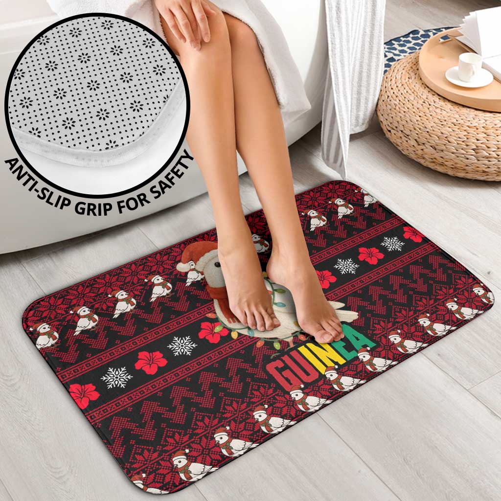 Guinea Christmas Bathroom Set with Festive Dove String Lights and Red Black Holiday Pattern - Wonder Print Shop