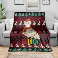 Guinea Christmas Blanket with Festive Dove String Lights and Red Black Holiday Pattern - Wonder Print Shop