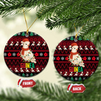 Guinea Christmas Ceramic Ornament with Festive Dove String Lights and Red Black Holiday Pattern - Wonder Print Shop