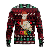 Guinea Christmas Ugly Christmas Sweater with Festive Dove String Lights and Red Black Holiday Pattern - Wonder Print Shop