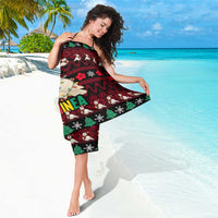 Guinea Christmas Sarong with Festive Dove String Lights and Red Black Holiday Pattern - Wonder Print Shop