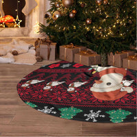Guinea Christmas Tree Skirt with Festive Dove String Lights and Red Black Holiday Pattern - Wonder Print Shop