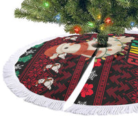 Guinea Christmas Tree Skirt with Festive Dove String Lights and Red Black Holiday Pattern - Wonder Print Shop