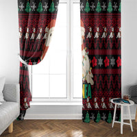 Guinea Christmas Window Curtain with Festive Dove String Lights and Red Black Holiday Pattern - Wonder Print Shop