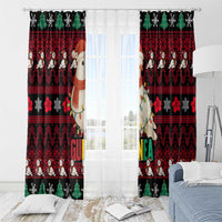 Guinea Christmas Window Curtain with Festive Dove String Lights and Red Black Holiday Pattern - Wonder Print Shop