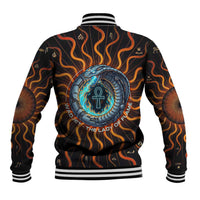 Wadjet Fiery Serpent Baseball Jacket Egyptian Ankh Symbol in Dark Flame Protector Theme