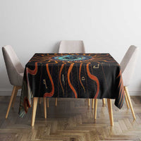 Wadjet Fiery Serpent Tablecloth Egyptian Ankh Symbol in Dark Flame Protector Theme