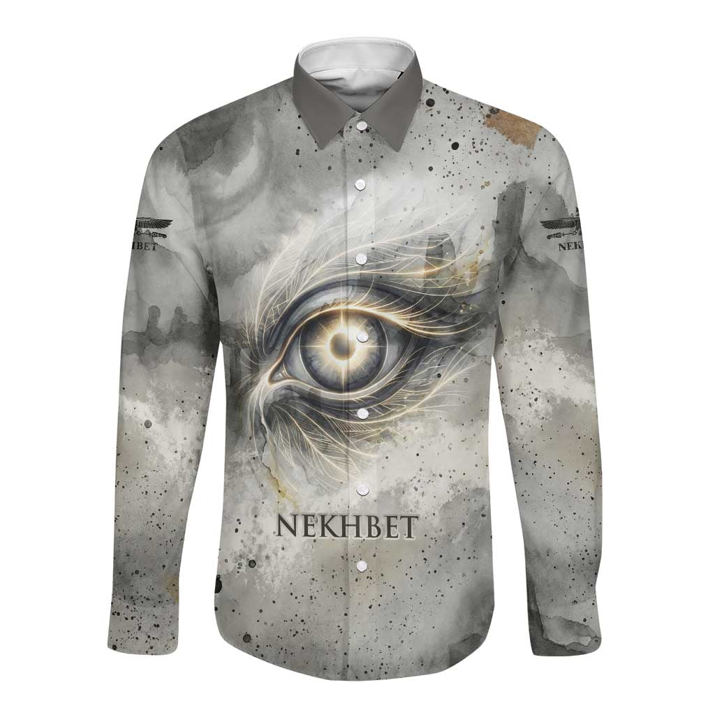 Nekhbet Long Sleeve Button Shirt Vulture Goddess Eye of Protection Sovereign of Upper Egypt