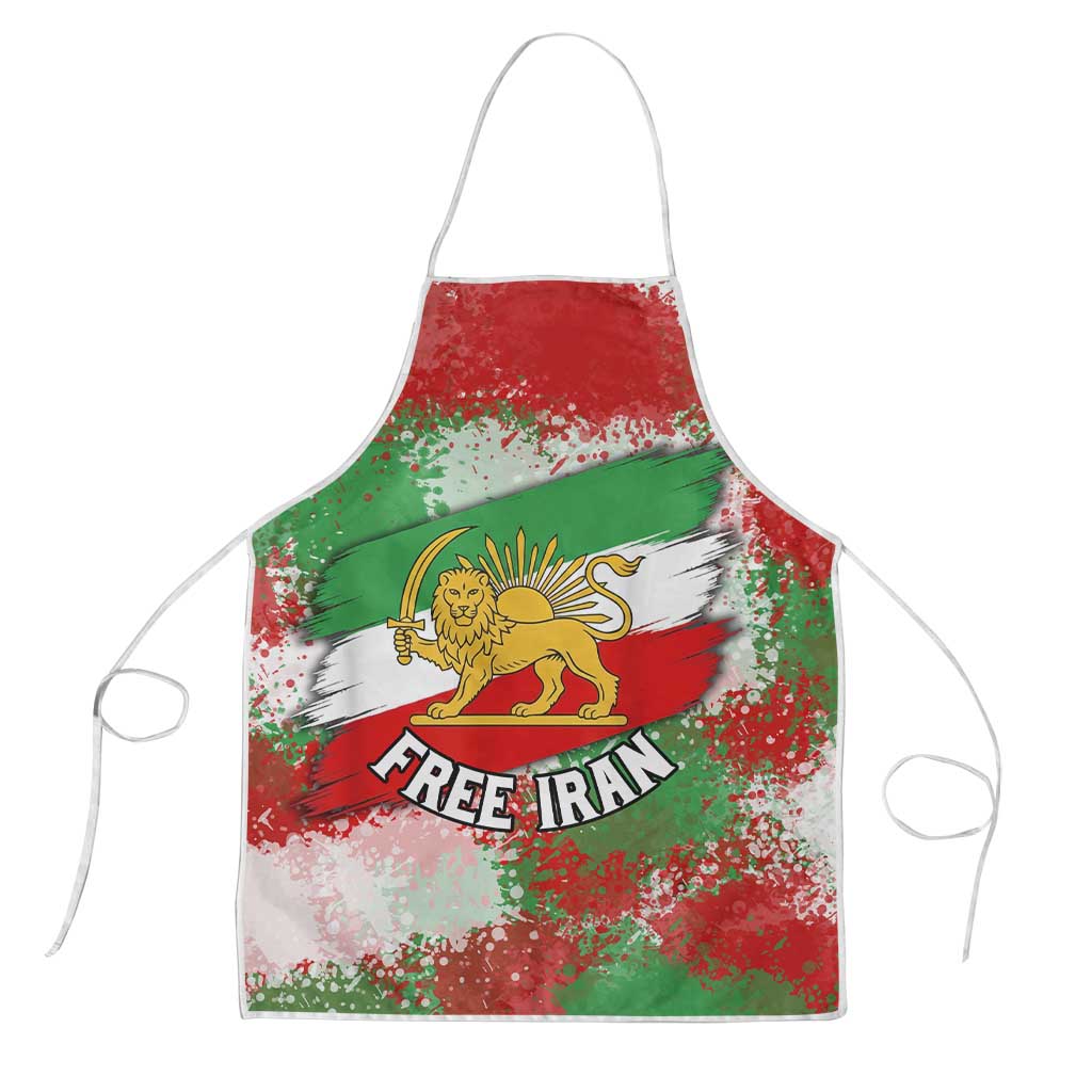 Free Iran Apron Lion and Sun Emblem Grunge Paint Splash Style
